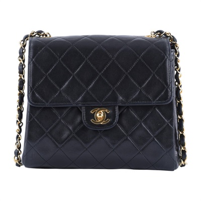 香奈兒 CHANEL CF 口蓋包 方胖子 肩背包  3開黑羊小方包 無附屬品