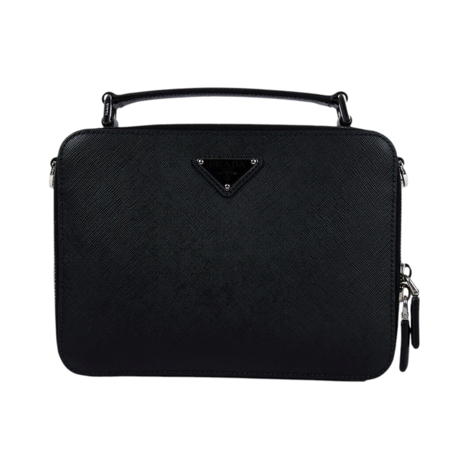 普拉達 PRADA Brique Saffiano皮革手袋 2VH069_9Z2 黑Brique Saffiano皮革手袋 防塵袋