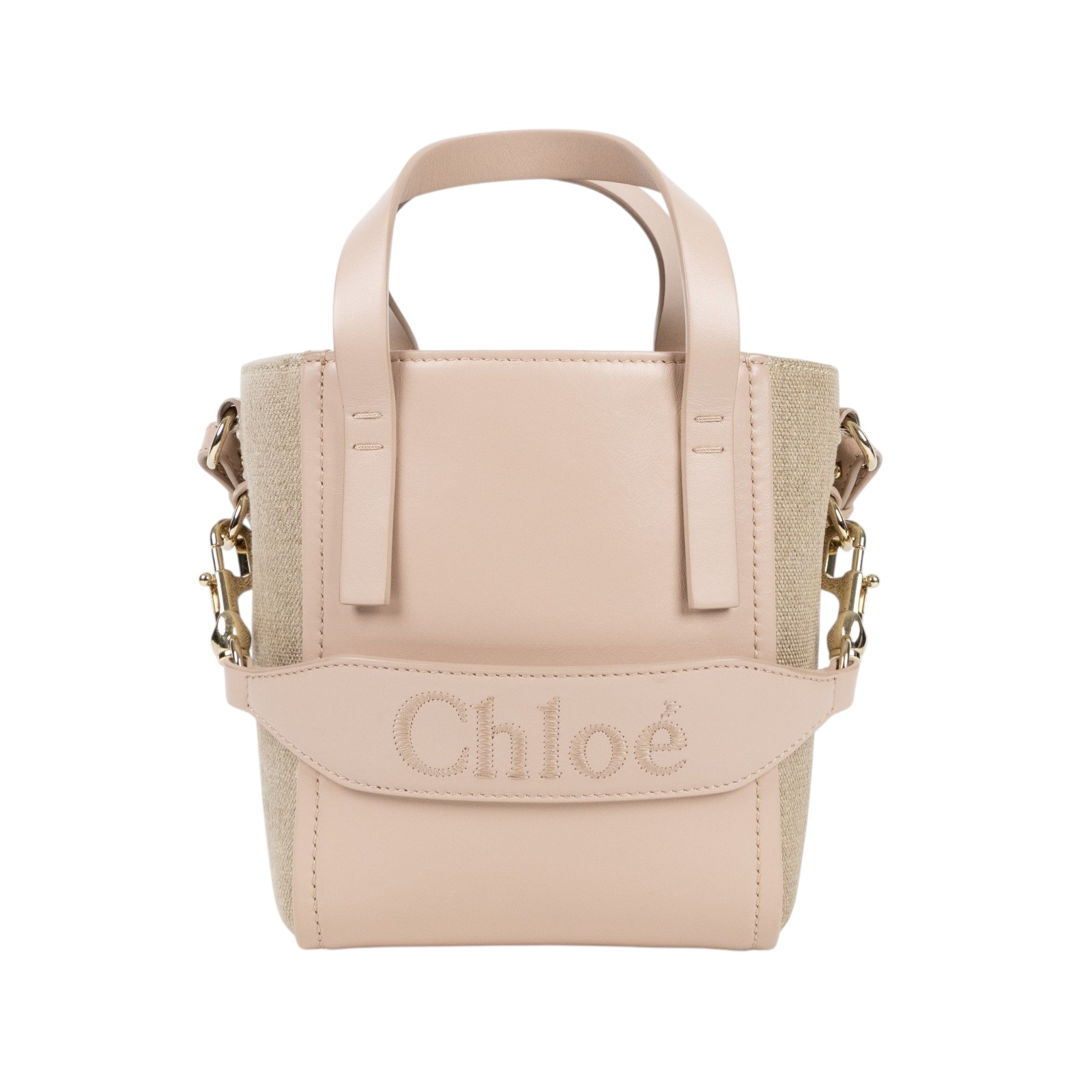 蔻依 CHLOE Sense 托特包 小型 CHC23AS425L1626Z 粉帆布2WAY包 防塵袋