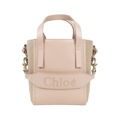 蔻依 CHLOE Sense 托特包 小型 CHC23AS425L1626Z 粉帆布2WAY包 防塵袋