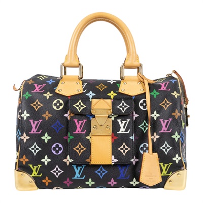 路易威登 LOUIS VUITTON Monogram Multicolor Speedy 30 手提包 村上隆 黑三彩  M92642  原廠盒子