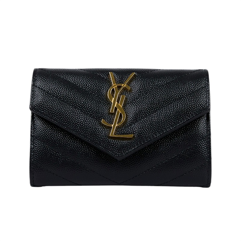 聖羅蘭 YSL SAINT LAURENT cassandre matelassé 粒面壓紋皮革 小型 信封錢包 短夾 414404BOW01  原廠盒子/防塵袋