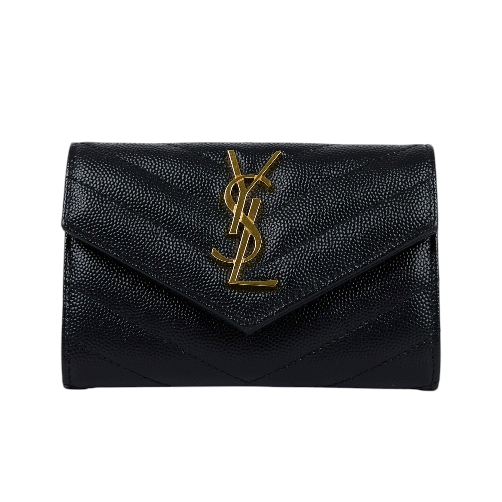 聖羅蘭 YSL SAINT LAURENT cassandre matelassé 粒面壓紋皮革 小型 信封錢包 短夾 414404BOW01  原廠盒子/防塵袋