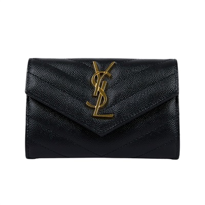 聖羅蘭 YSL SAINT LAURENT cassandre matelassé 粒面壓紋皮革 小型 信封錢包 短夾 414404BOW01  原廠盒子/防塵袋