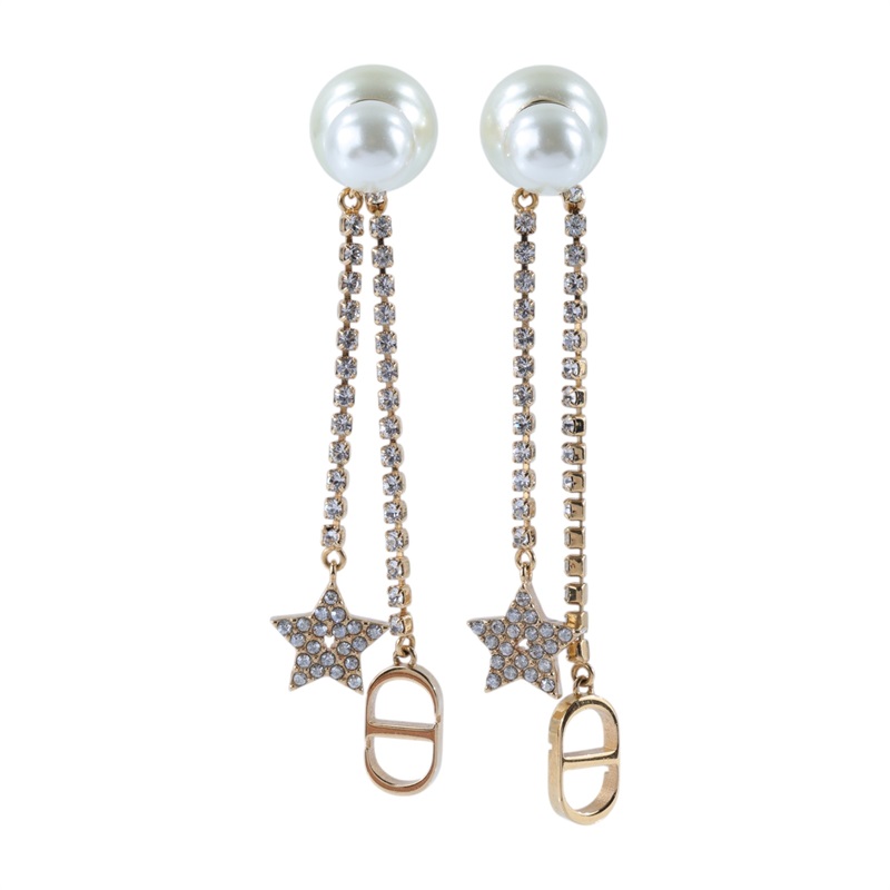 迪奧 CHRISTIAN DIOR Tribales 耳釘 E1270TRICY 星星水鑽珍珠耳環 原廠盒子/防塵袋