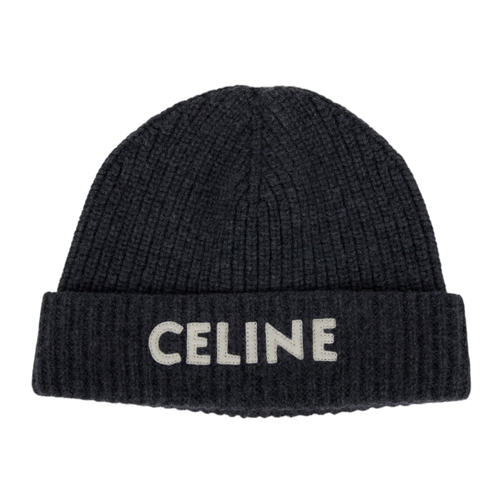 思琳 CELINE 針織帽  灰白字LOGO毛帽 無附屬品