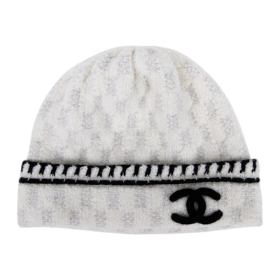 香奈兒 CHANEL 針織帽 AA8319 B08505 白灰黑LOGO毛帽 無附屬品