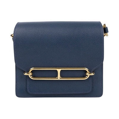 愛馬仕 Hermes Roulis 豬鼻子 斜背包 18 Mini RO18 D HA 010CC D刻深藍ROULIS MINI 原廠盒子/防塵袋/背帶