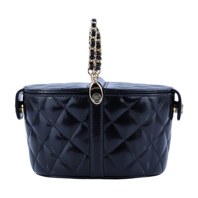 香奈兒 CHANEL CC LOGO 化妝盒 化妝箱 斜背包 Vanity Case AP3094 晶片款 黑油蠟皮野餐包 防塵袋