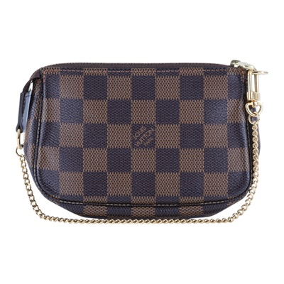 路易威登 LOUIS VUITTON Damier Ebene塗層帆布 鏈帶 迷你小皮包 N58009 棋盤小鍊包 防塵袋