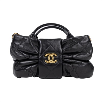 香奈兒 CHANEL 25K Coco Mark 手提包 肩背包 AS5849 晶片款 黑金蝴蝶結包 防塵袋