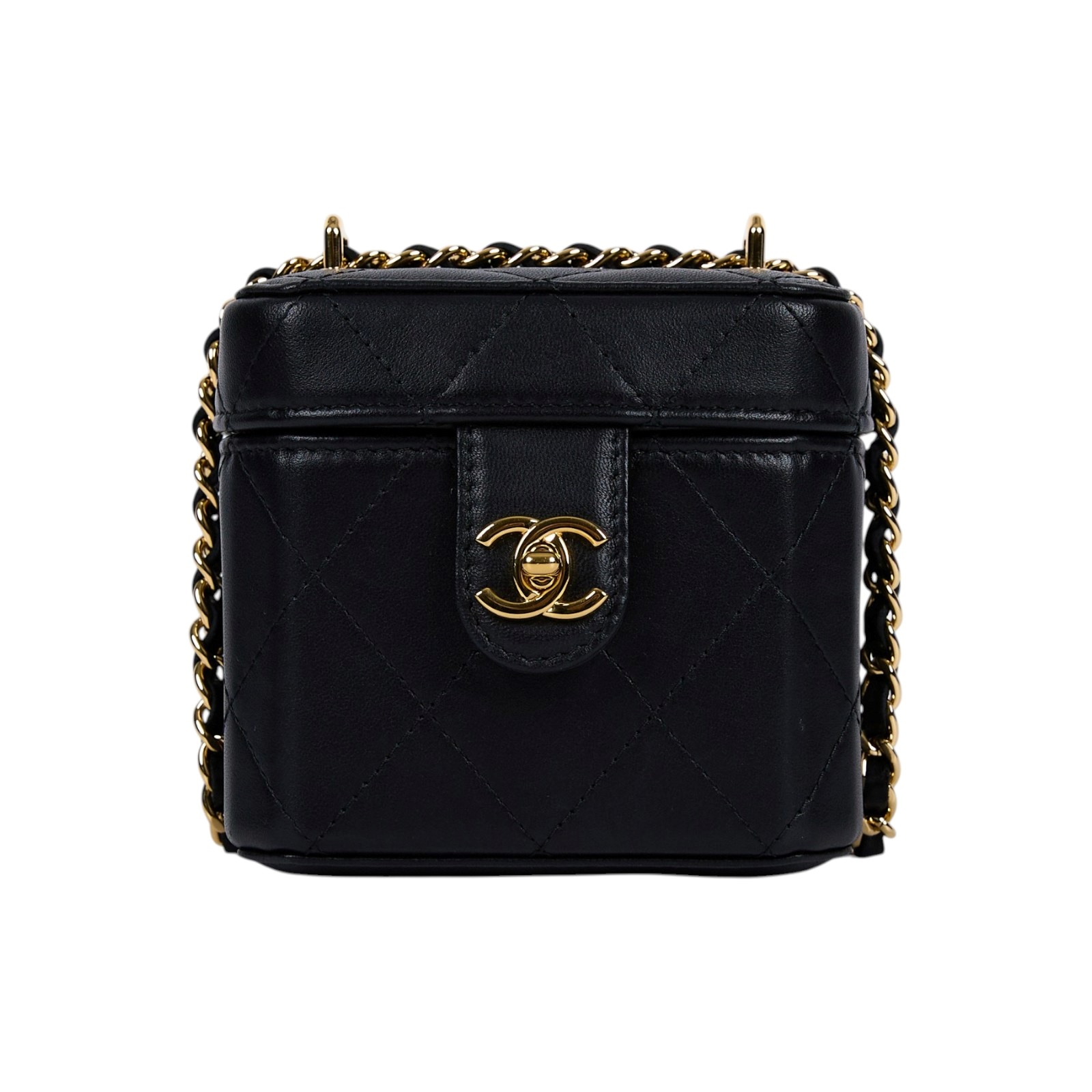 香奈兒 CHANEL 化妝盒 肩背包 斜背包 鏈條包 AS3459 晶片款 黑羊轉釦化妝盒 原廠盒子/防塵袋