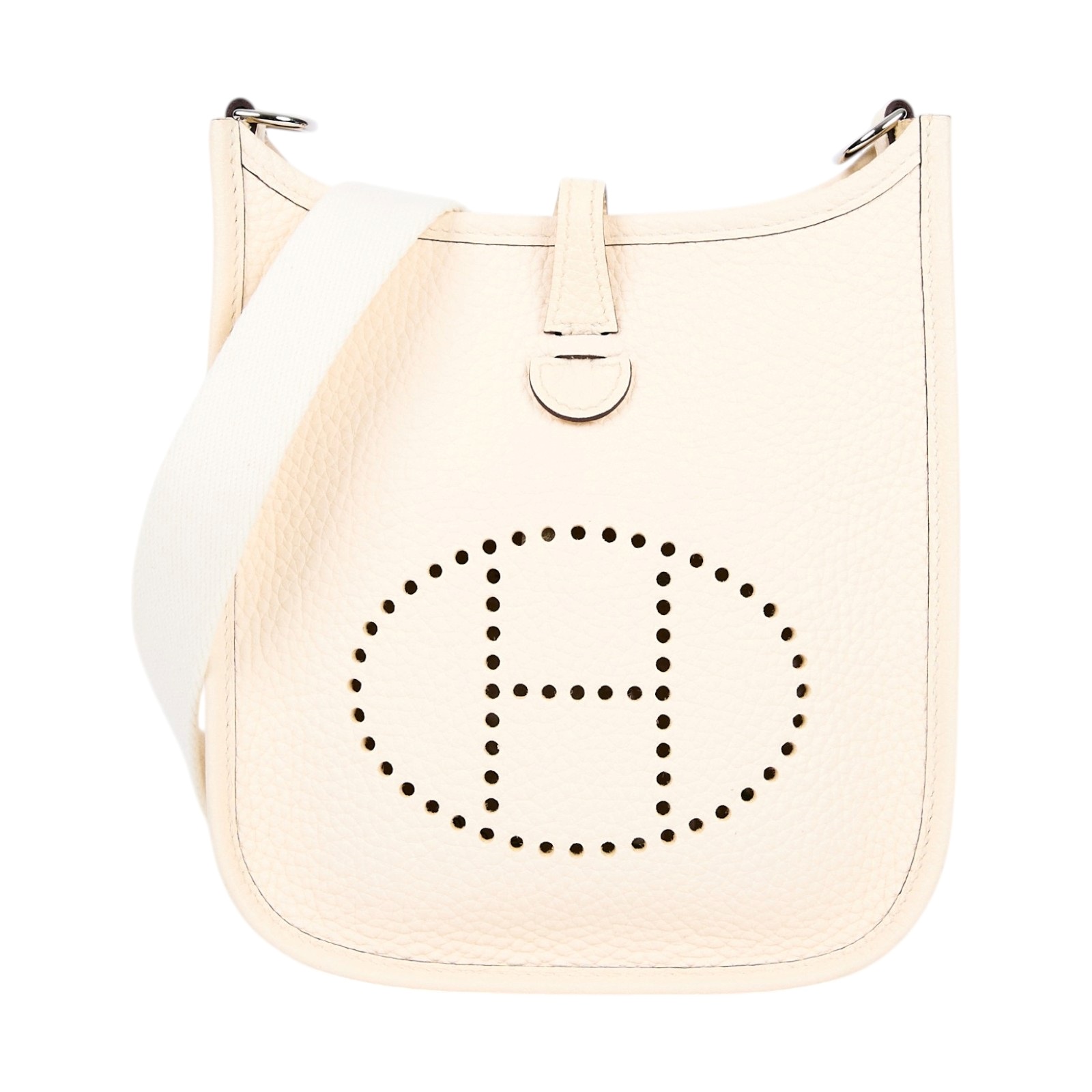 愛馬仕 Hermes Evelyne 16 Amazone bag 伊芙琳包 銀色五金 奶油白 H069426CKCP /ZMM 001 NF  原廠盒子/防塵袋/購買證明影本/背帶