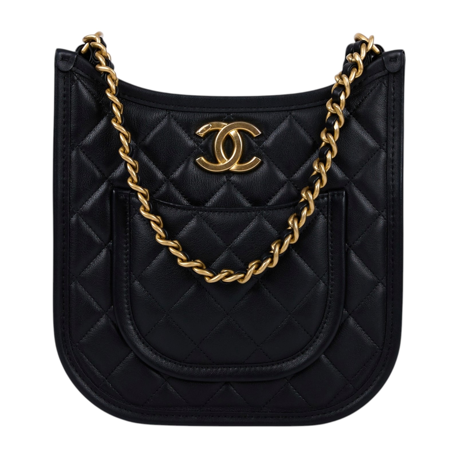 香奈兒 CHANEL 流浪包 Hobo Bag CC LOGO 斜背包 AS4532 晶片款 24S黑色HOBO兩用包 原廠盒子/防塵袋