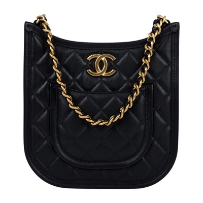 香奈兒 CHANEL 流浪包 Hobo Bag CC LOGO 斜背包 AS4532 晶片款 24S黑色HOBO兩用包 原廠盒子/防塵袋