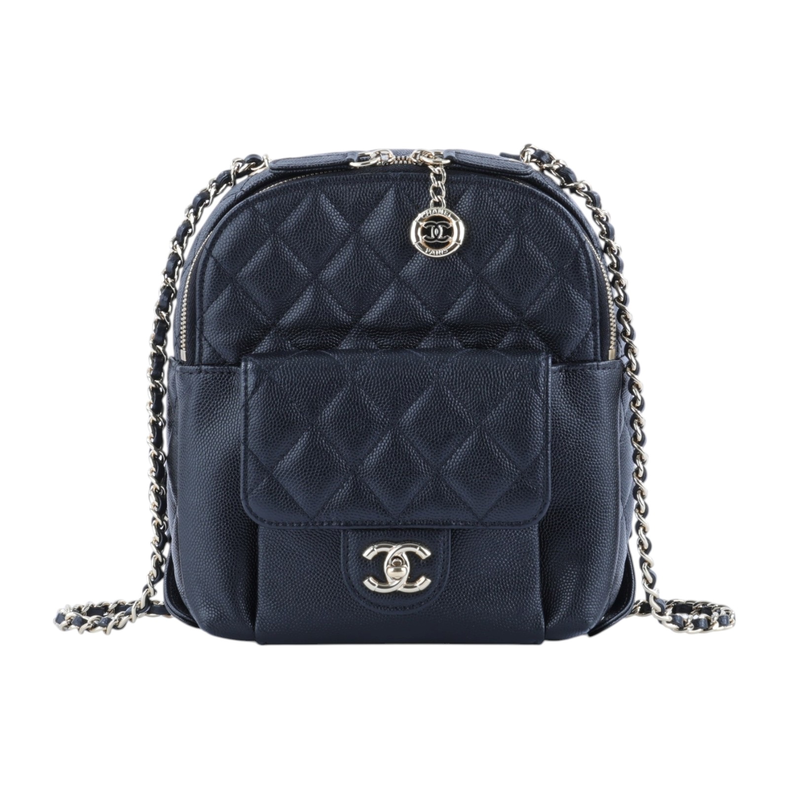 香奈兒 CHANEL 荔枝皮 小書包 迷你後背包  26開黑荔枝吊墜後背包 原廠盒子/防塵袋/保證卡