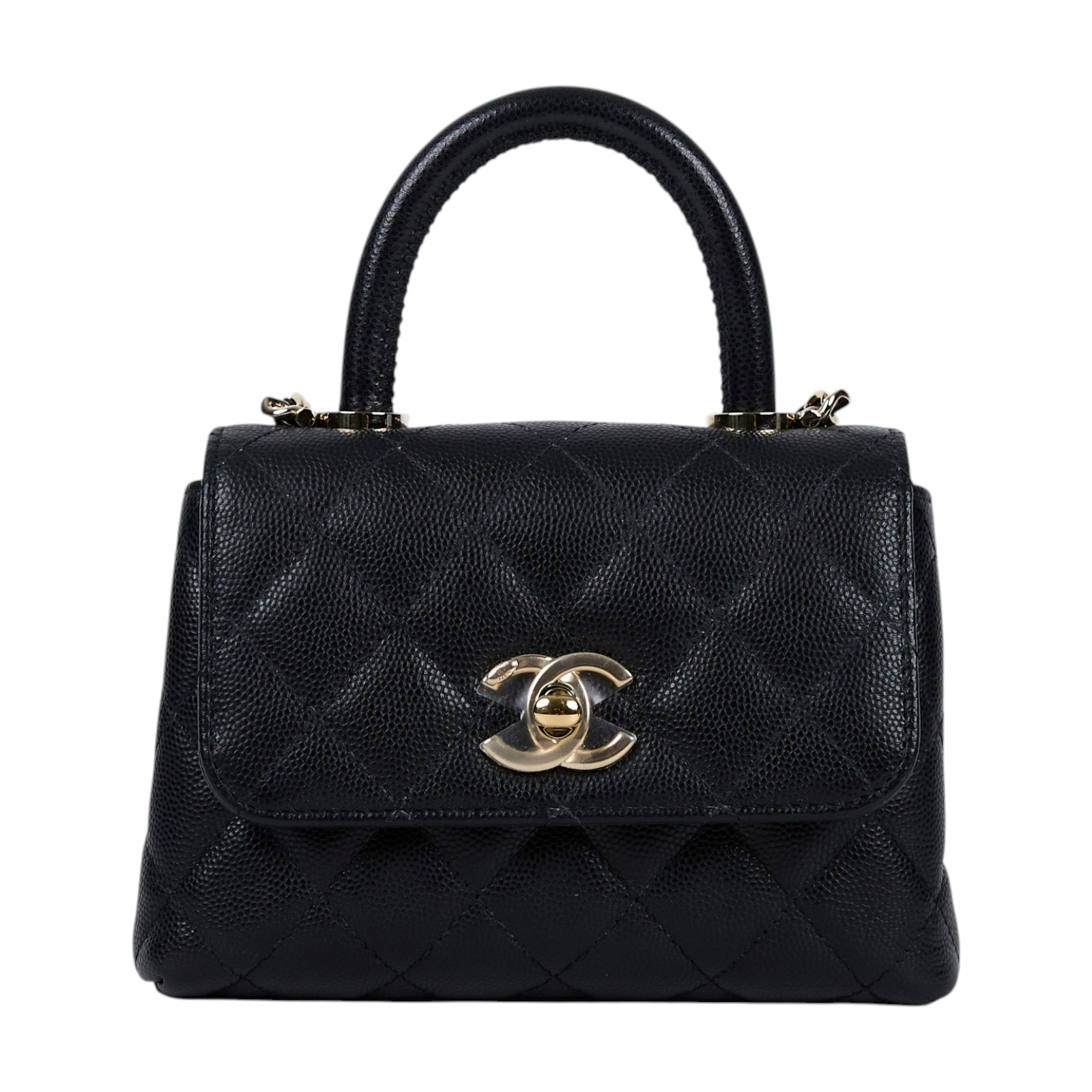 香奈兒 CHANEL Handle 手提 口蓋包 迷你 AP4244 B05061 晶片款 黑金荔枝COCO HANDLE MICRO 原廠盒子/防塵袋/購買證明