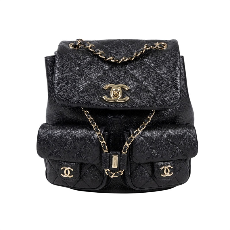 香奈兒 CHANEL Duma 經典 CC Logo 菱格紋 雙肩 後背包 AS3860 B10184 晶片款 黑金荔枝DUMA後背包 原廠盒子/防塵袋/購買證明