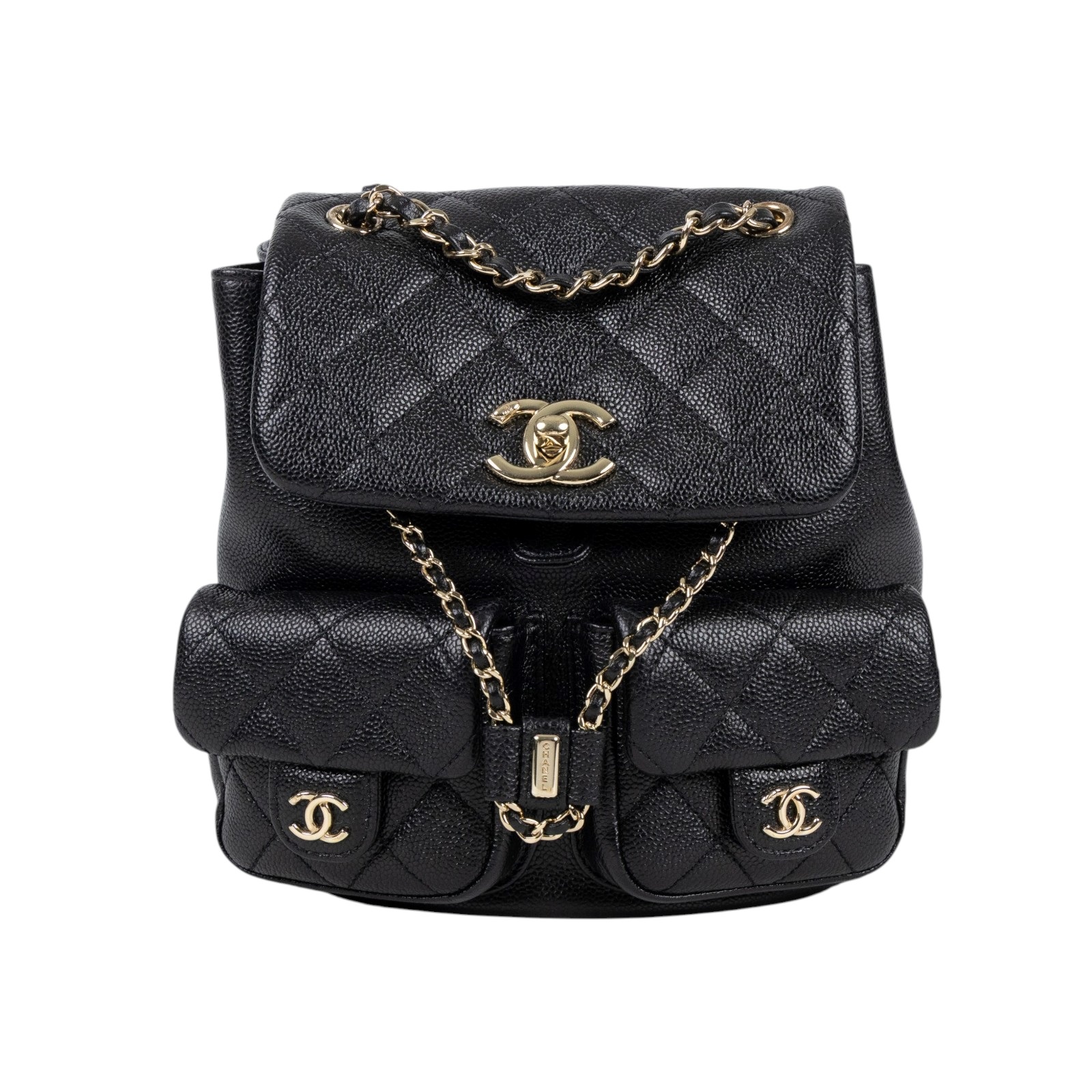 香奈兒 CHANEL Duma 經典 CC Logo 菱格紋 雙肩 後背包 AS3860 B10184 晶片款 黑金荔枝DUMA後背包 原廠盒子/防塵袋/購買證明