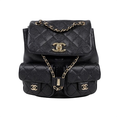 香奈兒 CHANEL Duma 經典 CC Logo 菱格紋 雙肩 後背包 AS3860 B10184 晶片款 黑金荔枝DUMA後背包 原廠盒子/防塵袋/購買證明
