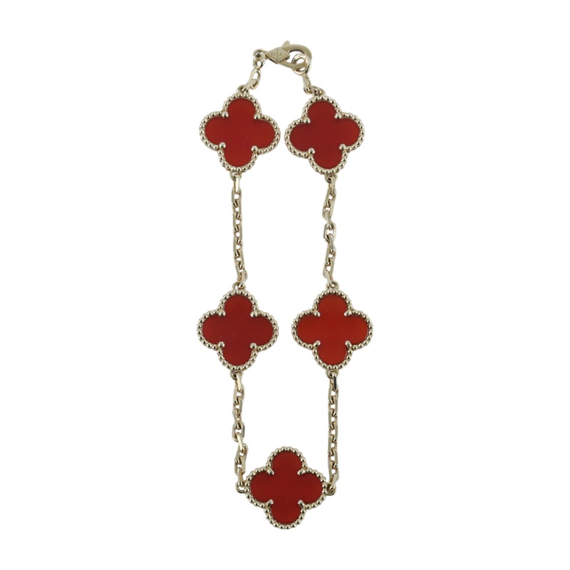 梵克雅寶 Van Cleef & Arpels Vintage Alhambra 手鍊 5枚四葉幸運圖騰 VCARD35500_改短1cm  防塵袋