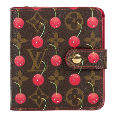 路易威登 LOUIS VUITTON 村上隆 短夾 錢包 零錢包 Compact Zip M95005 原花櫻桃短夾 無附屬品