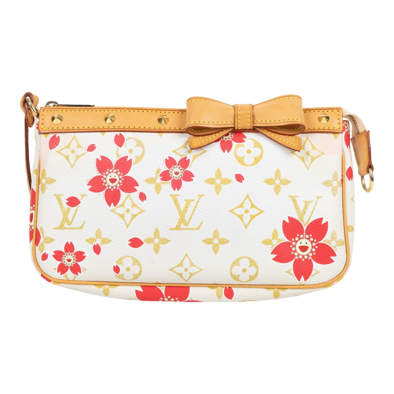 路易威登 LOUIS VUITTON 村上隆 麻將包 手提包 手拿包 Pochette Accessoires M92008 白原花村上隆麻將包 無附屬品