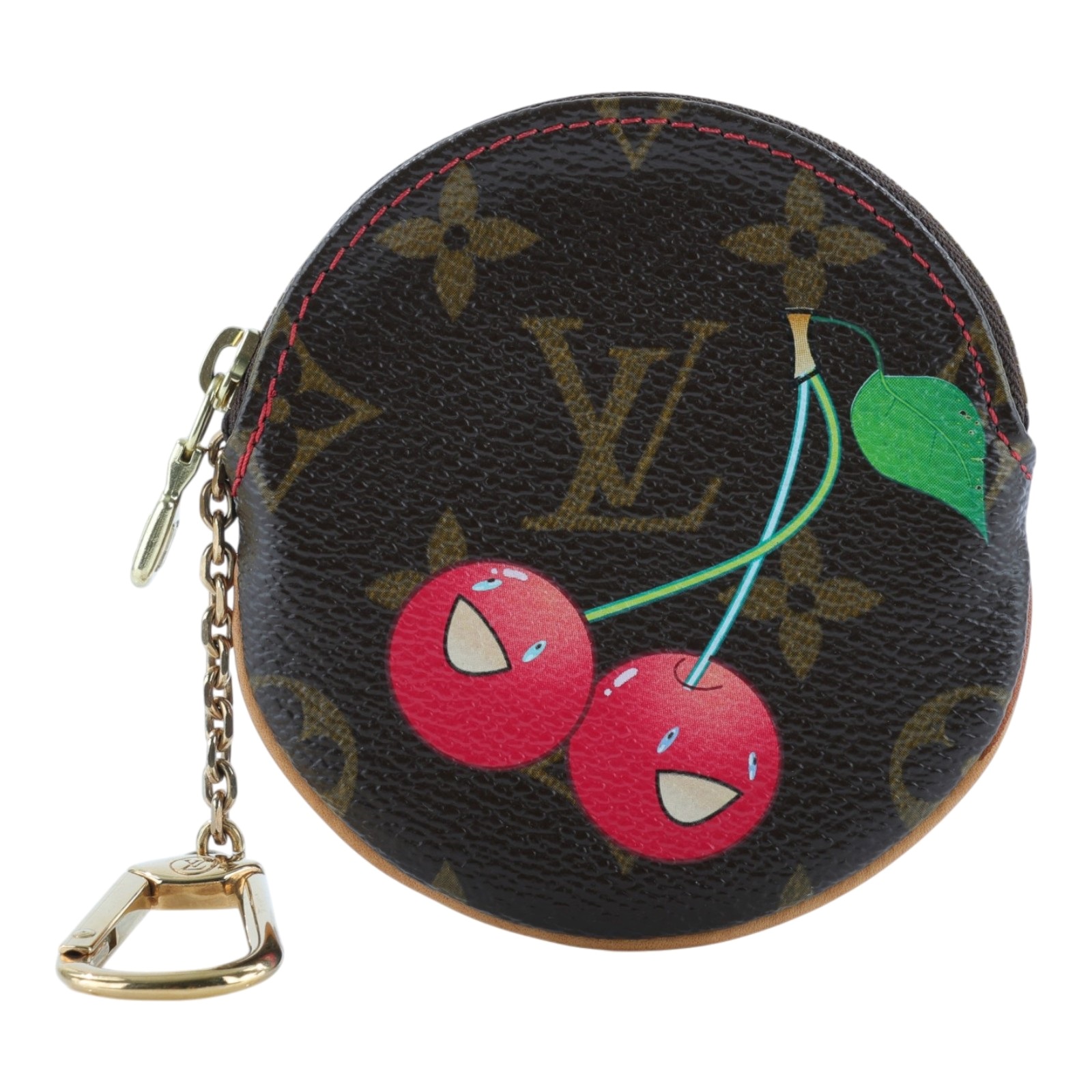 路易威登 LOUIS VUITTON 村上隆 零錢包 Porte Monnaie Rond M95043 原花村上隆櫻桃零錢包掛飾 無附屬品