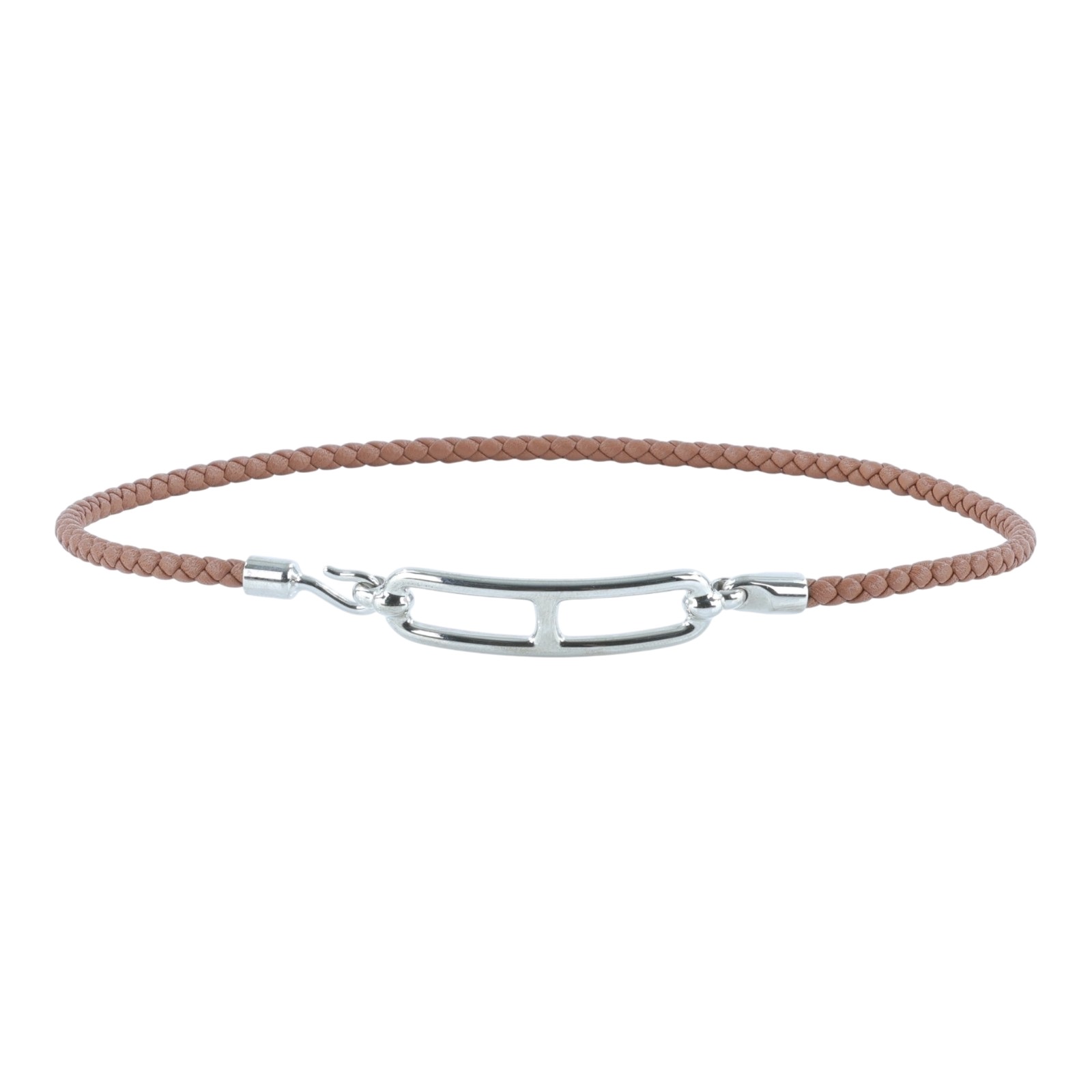 愛馬仕 Hermes Roulis Double Tour 手環 銀色五金 金棕色 H071727FP37T2 FL1212 棕編織手環 原廠盒子/防塵袋