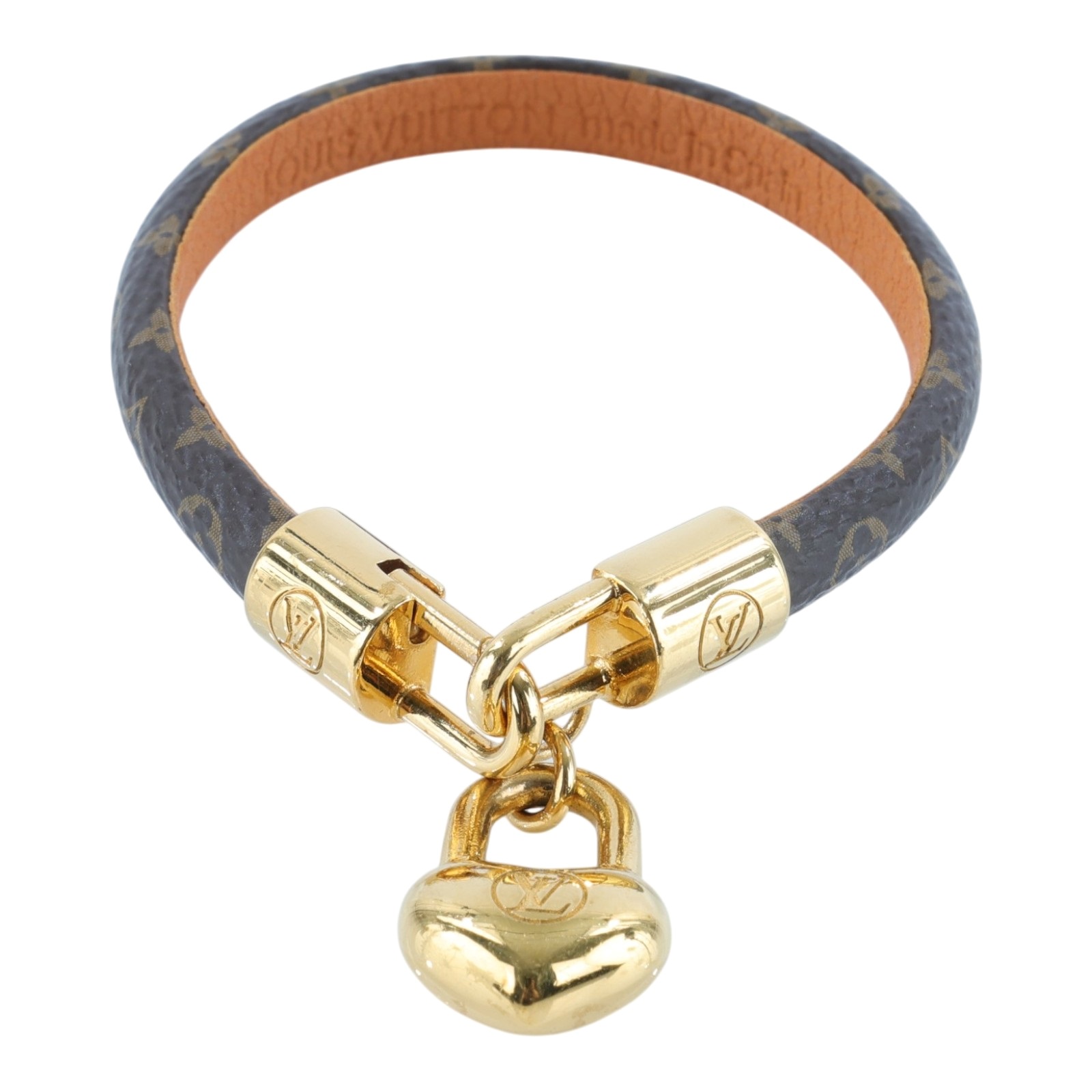 路易威登 LOUIS VUITTON Crazy In Lock 手鍊 M6451F 原花金屬愛心手環 無附屬品