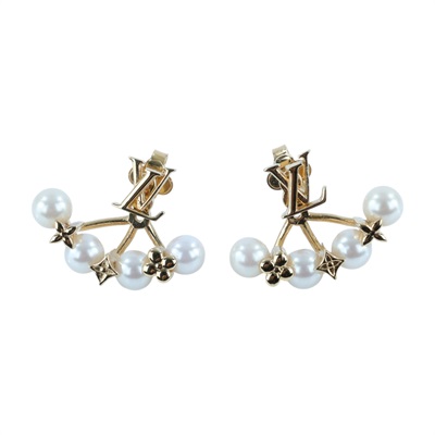 路易威登 LOUIS VUITTON Minigram Pearls 耳釘 M01258 Minigram Pearls 耳環 原廠盒子/防塵袋/購買證明
