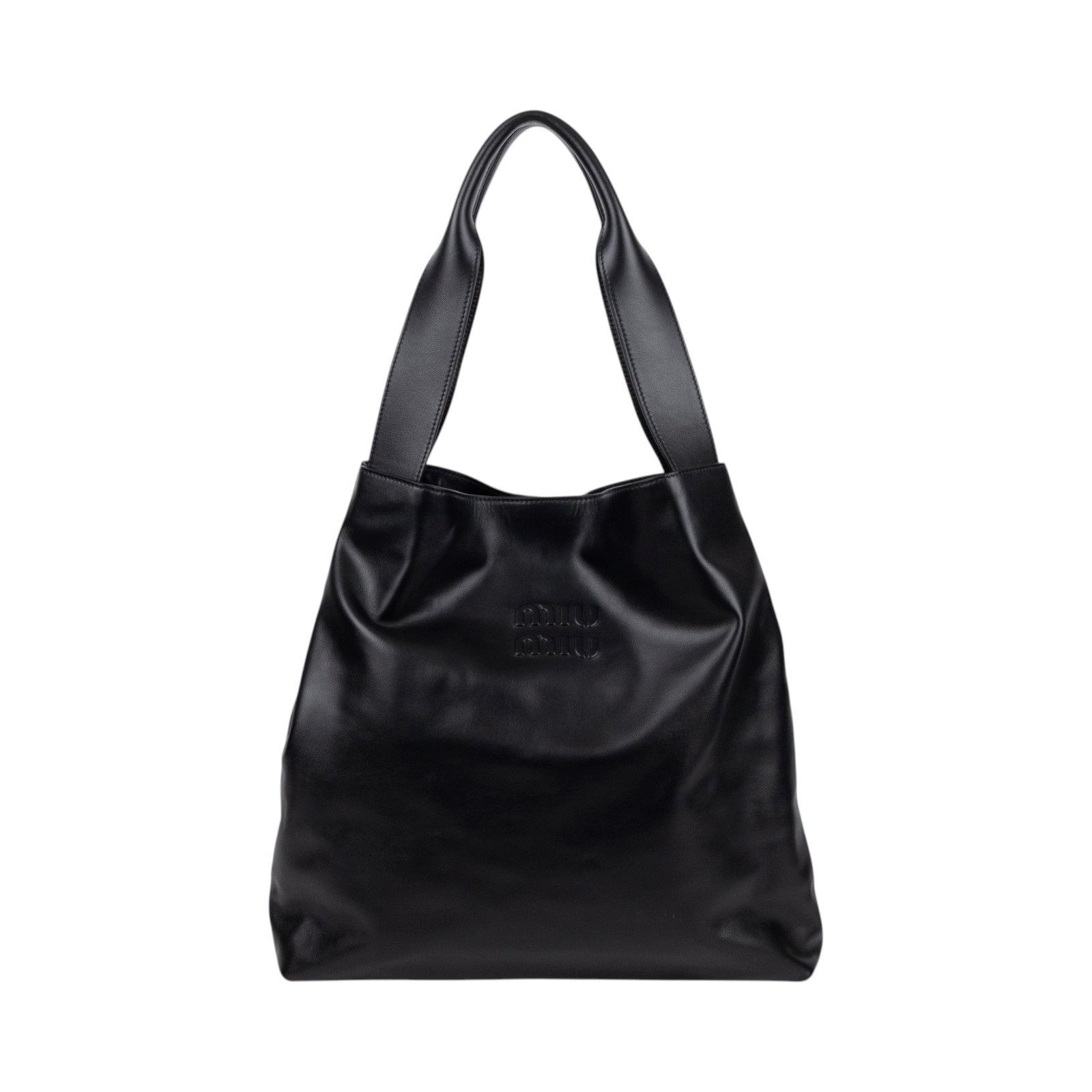 繆繆 MIU MIU Hobo 半月形 手提包 5BC119_2CRW 黑皮革HOBO TOTE 防塵袋/保證卡
