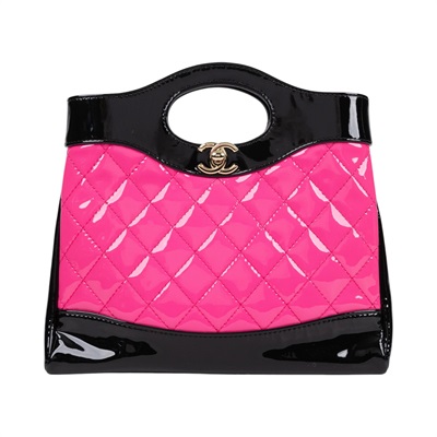 香奈兒 CHANEL CC Logo 31包 菱格紋 鍊帶 肩背 手提包 AS4133 晶片款 桃黑漆皮31包 防塵袋