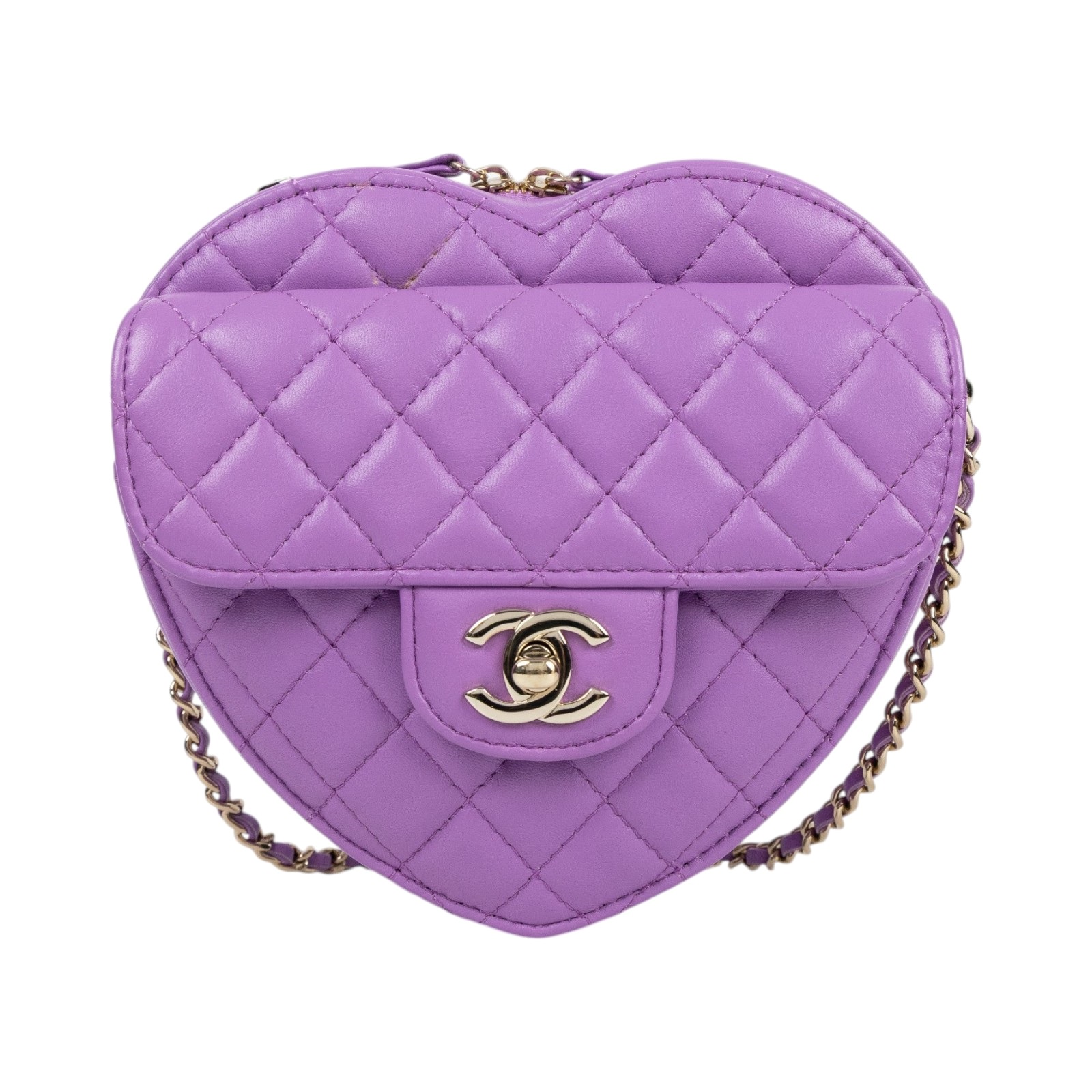 香奈兒 CHANEL CC In Love 斜背 愛心包 AS3191 晶片款 紫色愛心包 防塵袋