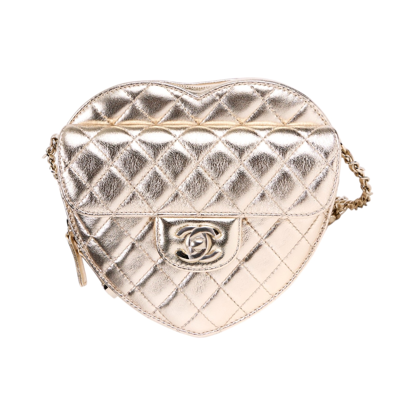 香奈兒 CHANEL CC In Love 斜背 愛心包 AS3191 晶片款 金色愛心包 防塵袋