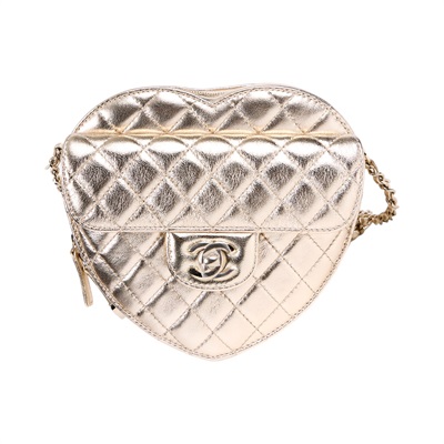 香奈兒 CHANEL CC In Love 斜背 愛心包 AS3191 晶片款 金色愛心包 防塵袋
