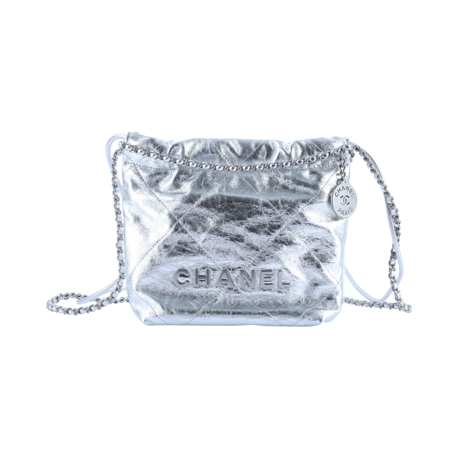 香奈兒 CHANEL 22 迷你 束口包 AS3980 晶片款 銀色22包 MINI 防塵袋