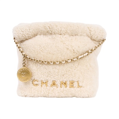香奈兒 CHANEL 22 迷你 束口包 AS3980 B18299 晶片款 米色毛毛22包MINI 防塵袋