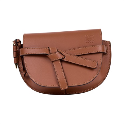 羅意威 LOEWE Mini Gate Dual bag 迷你 小牛皮 肩背包 帆布背帶 A650N46X13 焦糖MINI GATE 帆布背帶款 防塵袋/背帶