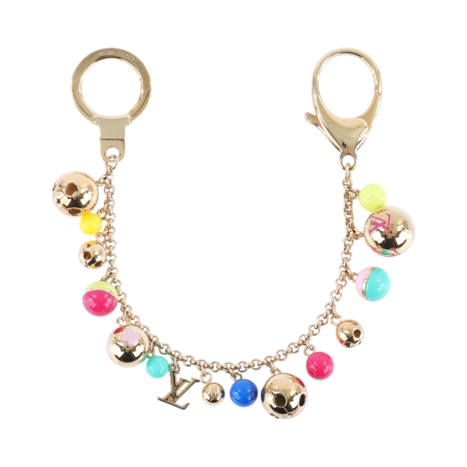 路易威登 LOUIS VUITTON Porte Cles Chaine Grelots 吊飾 包掛 鑰匙圈 M62226 彩色F球球鑰匙圈 原廠盒子/防塵袋