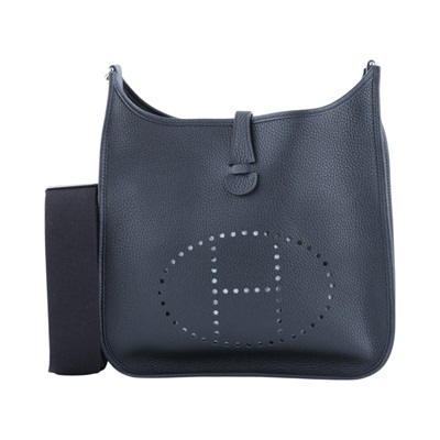 愛馬仕 Hermes Evelyne Bag 伊芙琳包 29 馬蹄型 銀色五金 黑色 H056277CK89 /W TS 003 AU  原廠盒子/防塵袋/國外購買證明影本