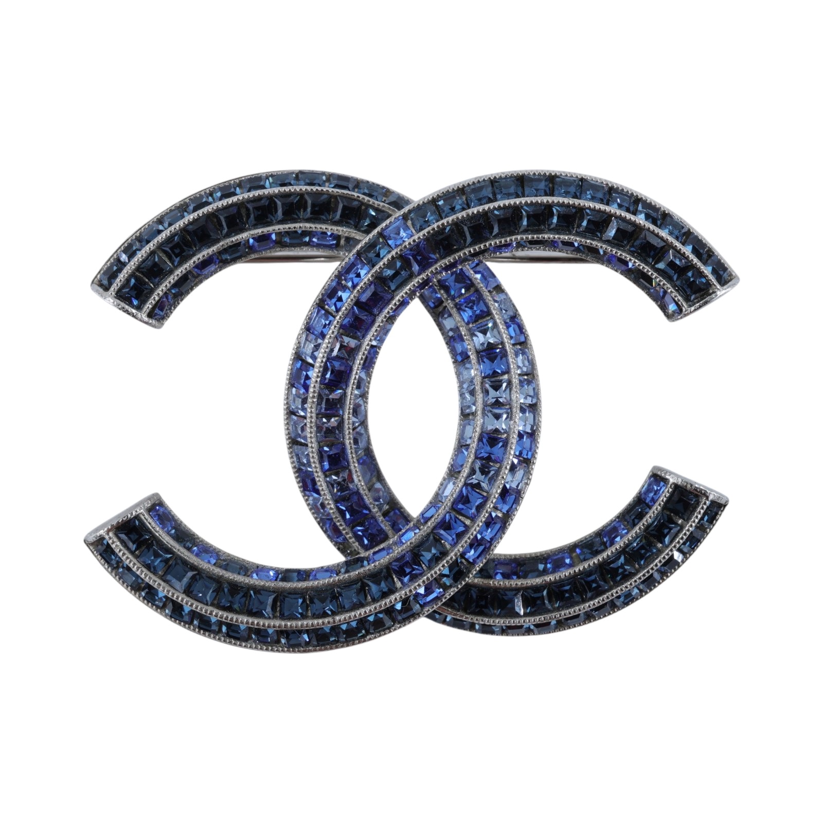 香奈兒 CHANEL CC LOGO 水鑽 胸針 A15 P 藍水鑽雙C胸針 原廠盒子/內襯