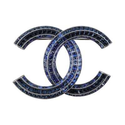 香奈兒 CHANEL CC LOGO 水鑽 胸針 A15 P 藍水鑽雙C胸針 原廠盒子/內襯