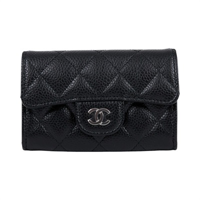 香奈兒 CHANEL CC LOGO 口蓋 卡片夾 錢包 AP0214 32開黑色荔枝卡包 原廠盒子/防塵袋/保證卡
