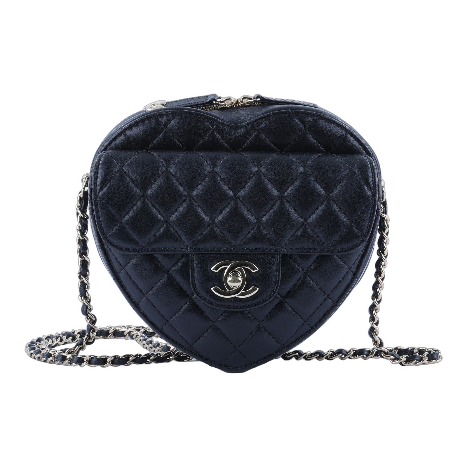 香奈兒 CHANEL CC In Love 斜背 愛心包 AS3191 晶片款 黑淡金羊愛心包 無附屬品