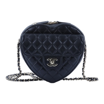 香奈兒 CHANEL CC In Love 斜背 愛心包 AS3191 晶片款 黑淡金羊愛心包 無附屬品