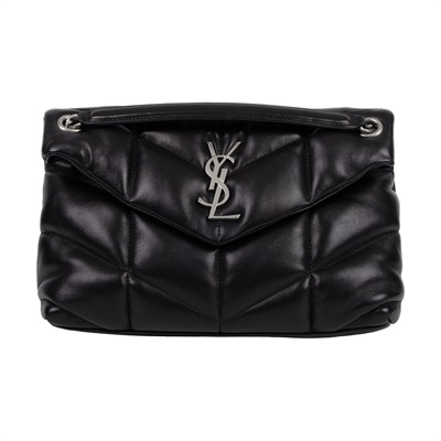 聖羅蘭 YSL SAINT LAURENT Puffer 絎縫納帕皮包 小型 銀色五金 5774761EL00 黑銀PUFFER 小號 防塵袋