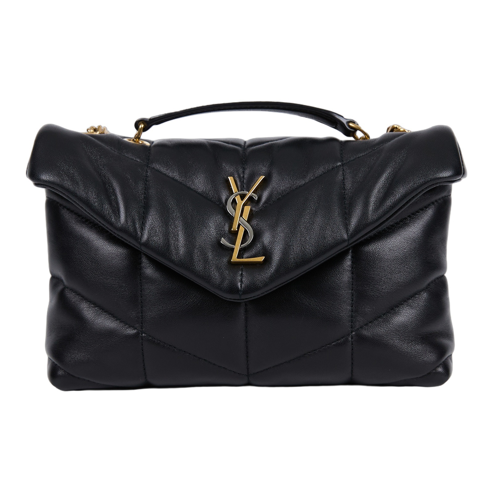 聖羅蘭 YSL SAINT LAURENT Puffer 絎縫 亮面粒面皮革 TOY 手袋 肩背包 金色五金 759337AAC9A  防塵袋