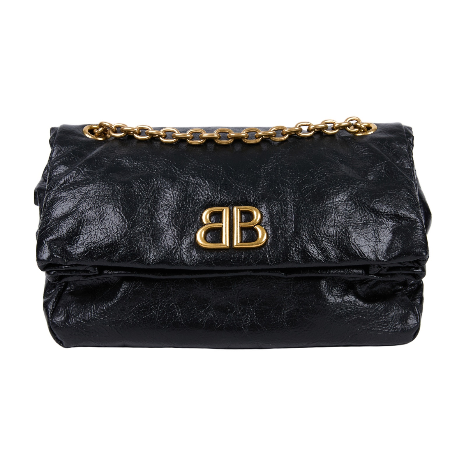 巴黎世家 BALENCIAGA Monaco 小型 摺疊 鍊帶包 7918472AA5C 黑金MONACO鍊包 防塵袋
