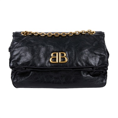 巴黎世家 BALENCIAGA Monaco 小型 摺疊 鍊帶包 7918472AA5C 黑金MONACO鍊包 防塵袋